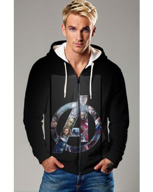 Black Hero Crest Zip-Up Hoodie – Avengers Team “A” Edition