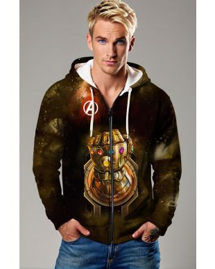 Dark Gold Zip Hoodie – Infinity Power Core Design