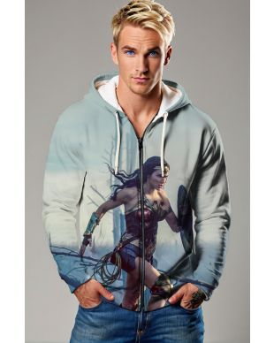 Light Blue-Grey Zip Hoodie – Dynamic Goddess on the Move