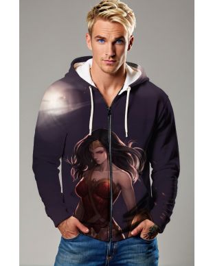 Dark Purple Zip Hoodie – Soft Heroine Glow Illustration