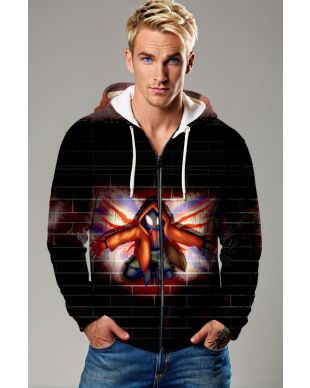 Black Graffiti Zip Hoodie – Miles Morales Street Wall Breakthrough