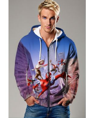Blue-Purple Spider-Verse Zip Hoodie – City Swing Hero Group Graphic