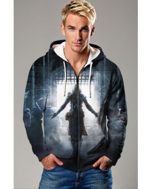 Hooded Sentinel Zip Hoodie – Iron Mist Edition