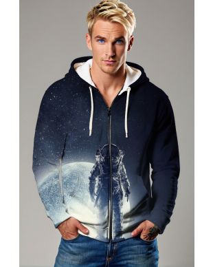 Astronaut Reality Zip Hoodie – Celestial Dark Blue Edition