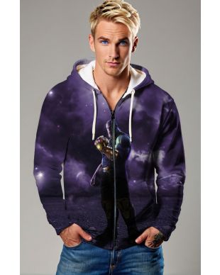 Gauntlet Eclipse Zip Hoodie – Deep Violet Universe with Titan Standoff