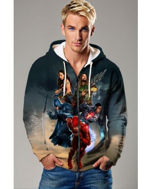 League Rise Zip Hoodie – Steel & Gold Gradient Full-Zip Jacket