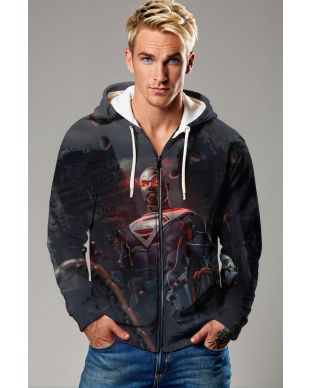 Apex Force Zip Hoodie – Shadow Black with Red Pulse Core