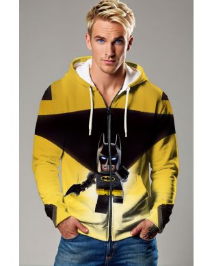 Yellow & Black Lego Batman Zip-Up Hoodie – Dynamic Urban Armor