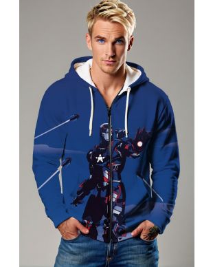 Blue Iron Hero Zip-Up Hoodie – Urban Tech-Inspired Streetwear