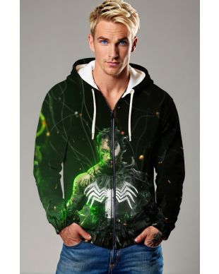 Black & Green Venom Zip Hoodie – Symbiote Unleashed