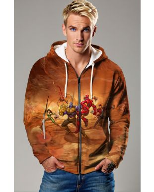 Brown Zip-Up Battle Hoodie – Desert Duel Edition