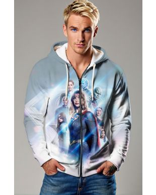 Supergirl Cosmic Spectrum Zip Hoodie – Frost Blue Gradient
