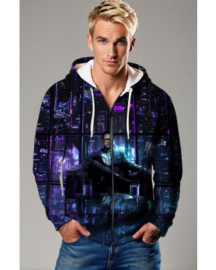 Iron Legacy Streetwear – Purple Neon Stark Full-Zip Hoodie