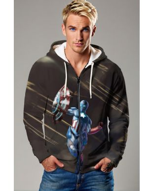 Captain Mech Blitz – Black Zip-Up Hoodie