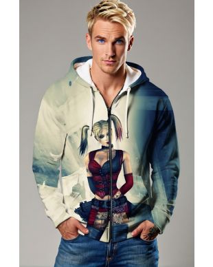 Gotham Femme – Navy-Cream Zip-Up Hoodie