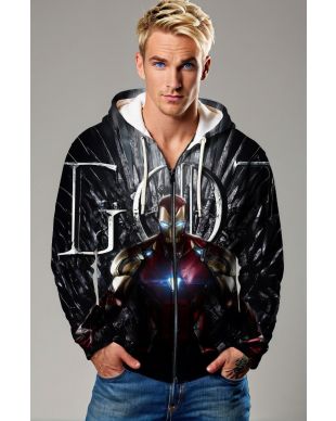 Iron Man and Game of Thrones Crossover Black and Red Zip Up Hoodie