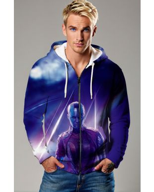 Guardians of the Galaxy Inspired Nebula Blue and Purple Zip Up Hoodie
