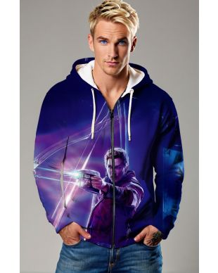 Guardians of the Galaxy Inspired Star-Lord Blue and Purple Zip Up Hoodie