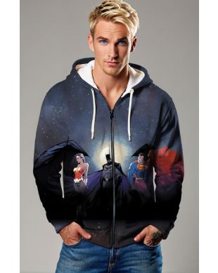 Moonlit Heroes Zip-Up Hoodie – Justice League Trinity