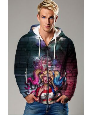 Harley Quinn Graffiti Street Zip-Up Hoodie – Punk Princess