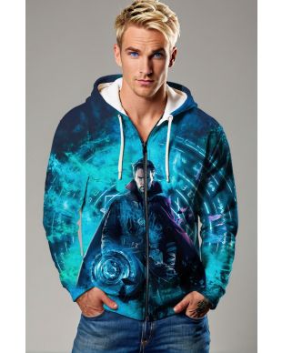 Doctor Strange Mystic Arts Zip-Up Hoodie – Arcane Blue Light