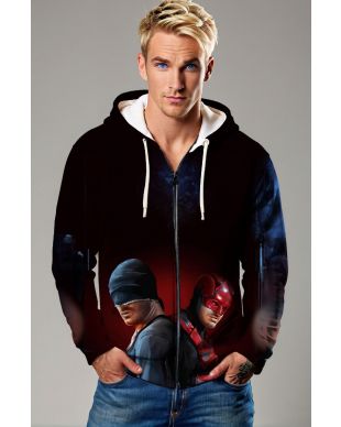 Daredevil Dual Identity Zip-Up Hoodie – Justice in the Shadows