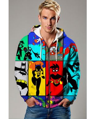 Batman Animated Pop Art Zip-Up – Color Block Heroes