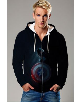 Captain America Dark Hero Silhouette Full-Zip Hoodie