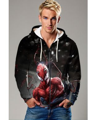 Carnage Symbiote Red & Black Night Battle Marvel Full-Zip Hoodie