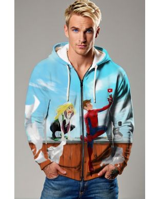 Spider-Man & Spider-Gwen Rooftop Selfie Full-Zip Hoodie