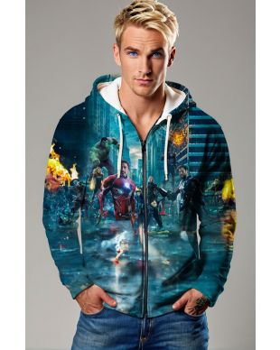 Avengers Assemble – Teal Blue Zip-Up Hoodie