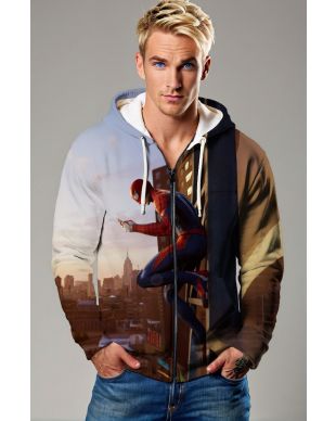 Spider-Man Dusk Patrol Zip Hoodie – Skyline Glow City Zip Jacket