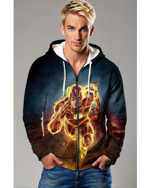 Flashpoint Surge Zip Hoodie – Red & Yellow Lightning Runner Jacket