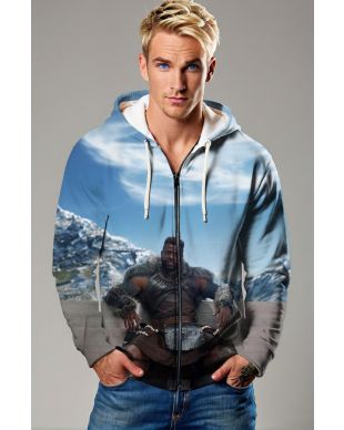 M'Baku Zip-Up Hoodie - Brown & Black Design for Heroes