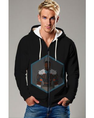Black M’Baku Zip-Up Hoodie – Bold Armor Print