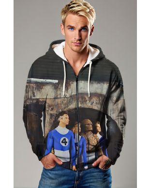 Navy Gradient Fantastic Four (Reboot 2005) Zip-Up Hoodie