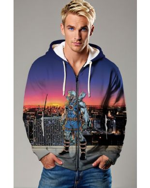 Blue Nathan Summers Zip-Up Hoodie – Marvel Cable Edition