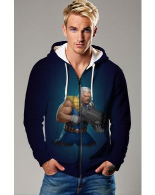 Dark Blue Nathan Summers Zip-Up Hoodie