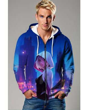 Blue Spider-Woman Zip-Up Hoodie – Sleek & Versatile Hero Gear