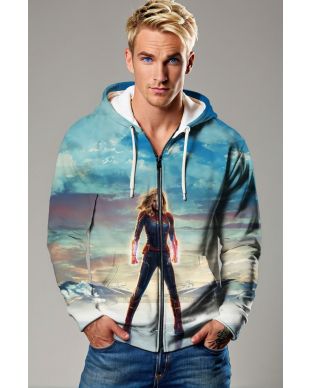 Captain Marvel Red Zip-Up Hoodie