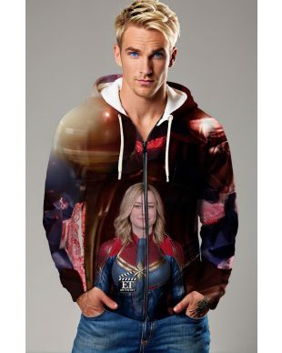 Captain Marvel Blue & Red Zip-Up Hoodie