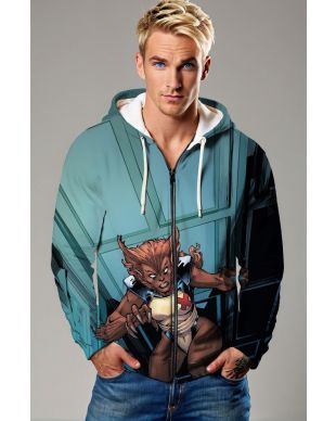 Shattered Teal Wolfsbane X-Men Zip-Up Hoodie