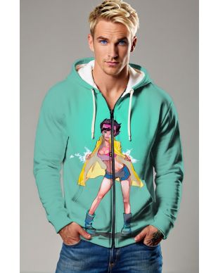 Mint Green Jubilee Yellow & Pink X-Men Zip-Up Hoodie