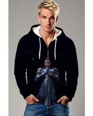 The Phastos Zip-Up Hoodie combines the superhero’s iconic design with comfort