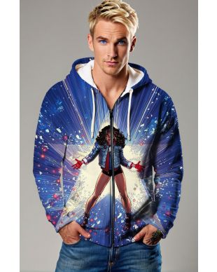 America Chavez Zip-Up Hoodie – Star-Powered Strength