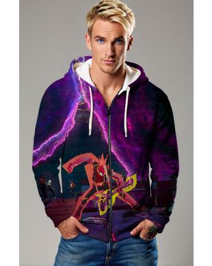 Hobie Brown Zip-Up Hoodie – Spider-Punk Rock Vibes