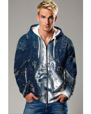 Silver Surfer (Norrin Radd) Zip-Up Hoodie - Cosmic Energy in Motion