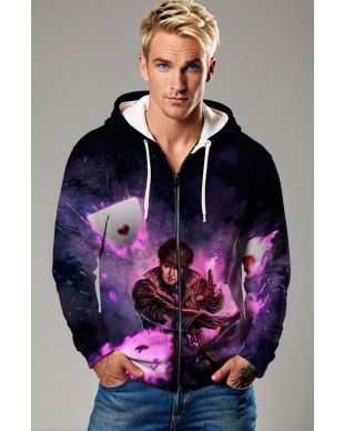 Gambit (Remy LeBeau) Zip-Up Hoodie - Cards of Kinetic Power
